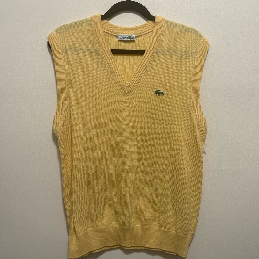Lacoste Unisex V-Neck Sweater Vest in Light Yellow